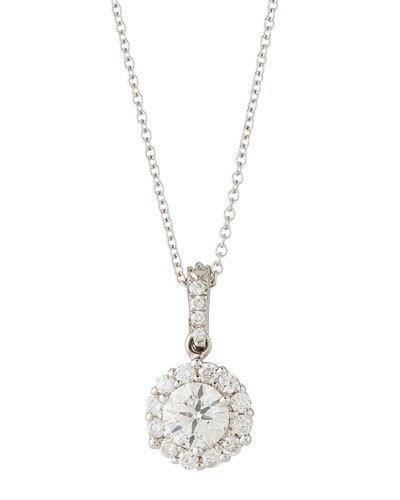 18k White Gold Diamond Flower Pendant Necklace,