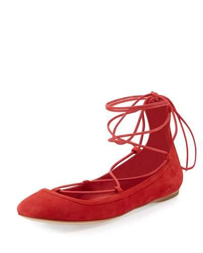 Jenessa Suede Lace-up Ballerina Flat