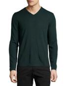 Wool V-neck Modern-fit Sweater, Green