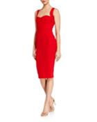 Double-wool Crepe Fitted Sweetheart-neck Dress