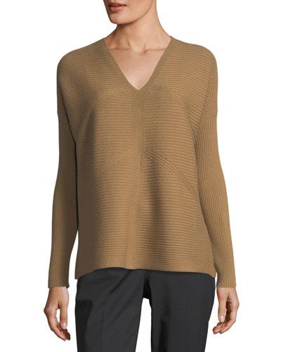 Oversized Ribbed V-neck