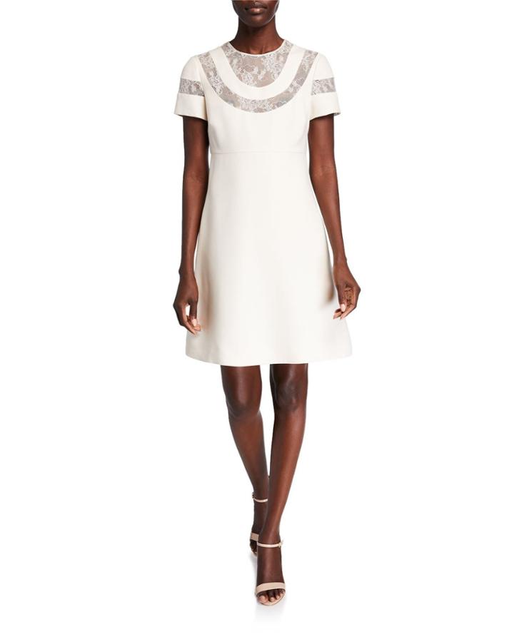 Short-sleeve Lace-inset Babydoll Dress