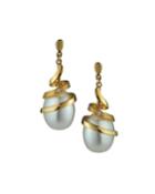 14k Wrapped Pearl-drop Earrings