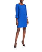 Stretch Crepe Sheath Dress With Plisse