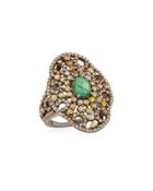 Emerald & Mixed Diamond Cocktail Ring,