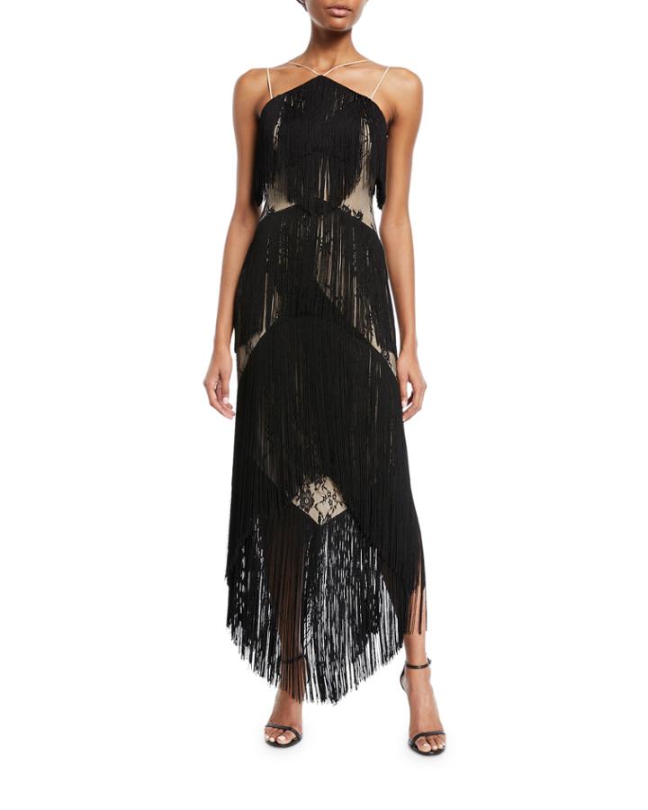 Elixer Of Life Fringe Open-back Cocktail Dress