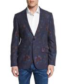 Paisley-print Wool Blazer, Blue