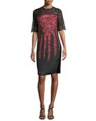 Lace-yoke Half-sleeve Cocktail Dress