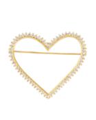 18k Yellow Gold Diamond Heart Brooch,