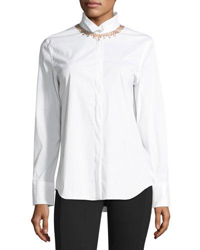 Sequin-embellished Poplin Blouse