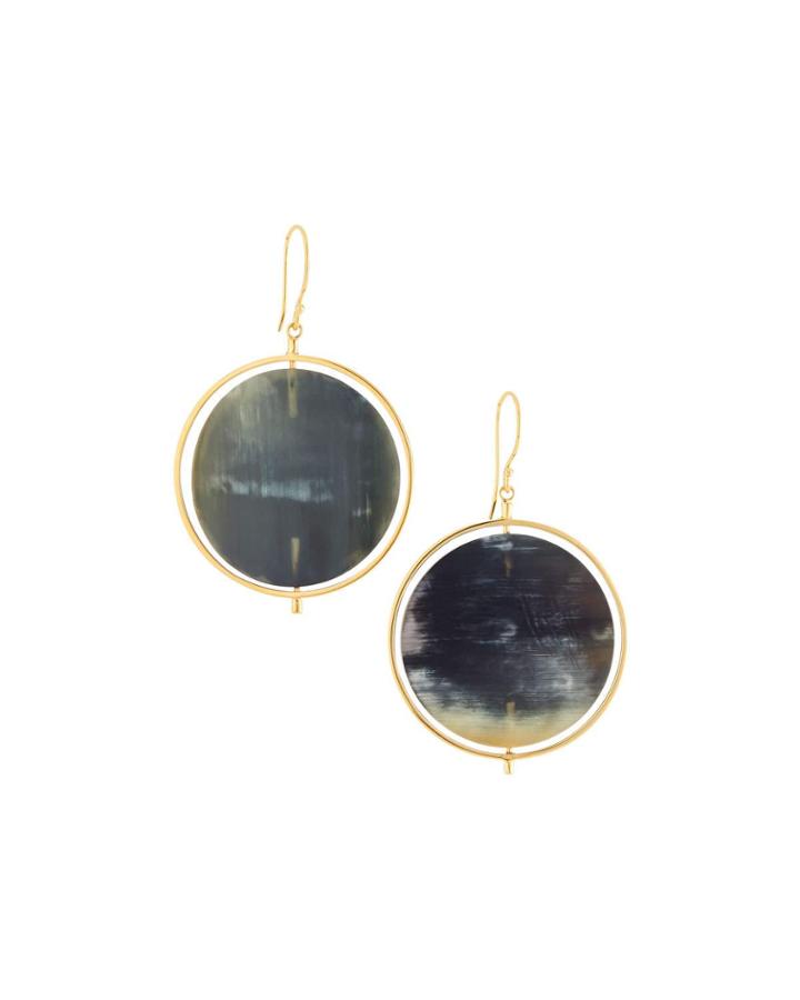 Horn Circle Drop Earrings