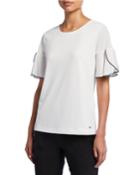 Short-sleeve Top With Piping