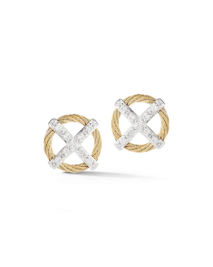 Diamond X-stud Earrings, Gold