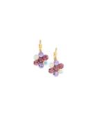 Lavender Crystal Flower Drop Earrings