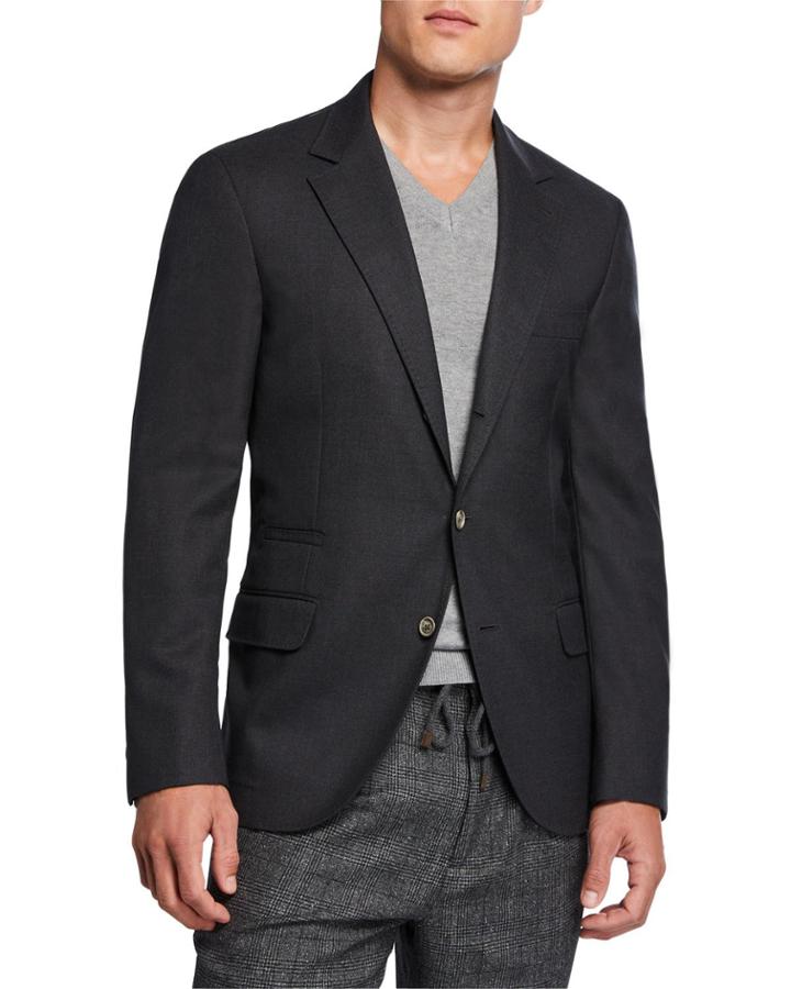 Men's Traditional Solid Wool Blazer
