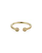 14k Yellow Gold Open Ring With Diamond Pave Balls,