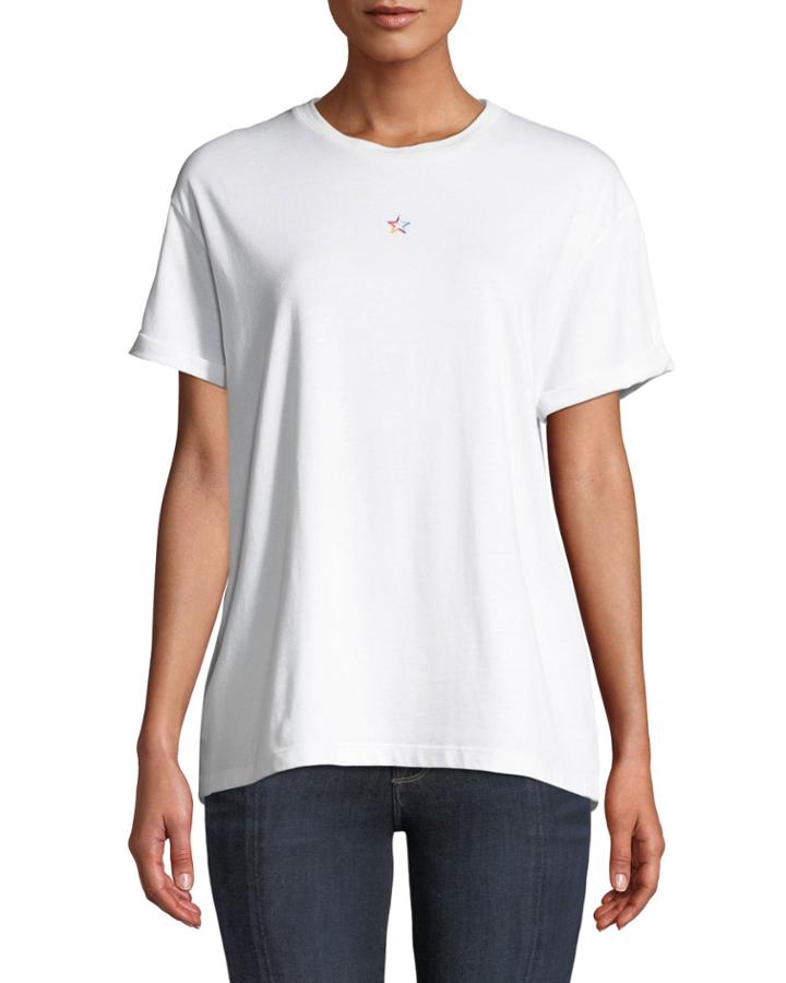 Rainbow-star Embroidered Crewneck Tee