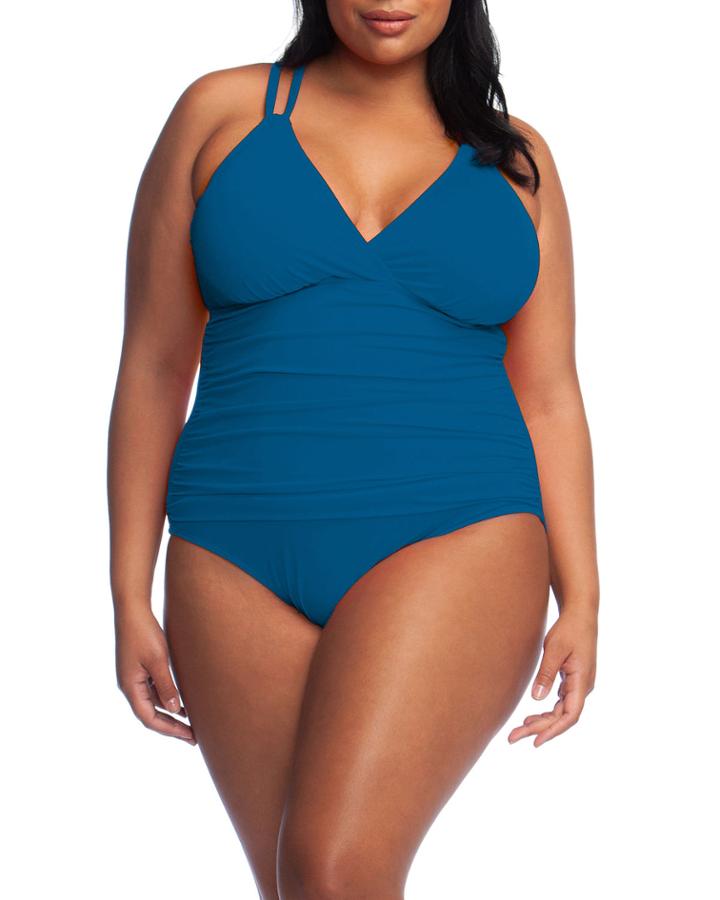 Plus Size Island Goddess Surplice Underwire One-piece