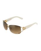 Butterfly Gradient Sunglasses With Open Gg Temple, White/gold