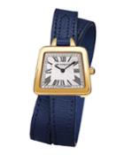 28mm Emma Trapezoid Double-wrap Watch, Navy/gold