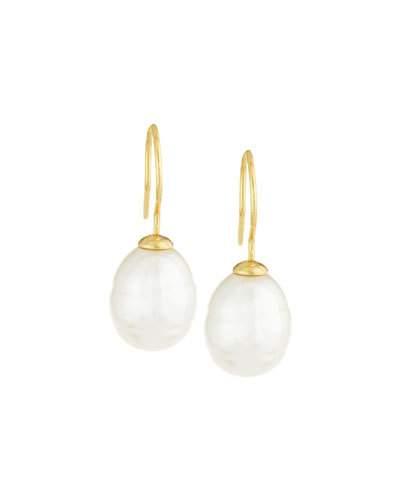 White Baroque Pearl Drop Earrings,