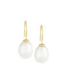 White Baroque Pearl Drop Earrings,