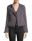 Asymmetric Tweed Zipper Jacket