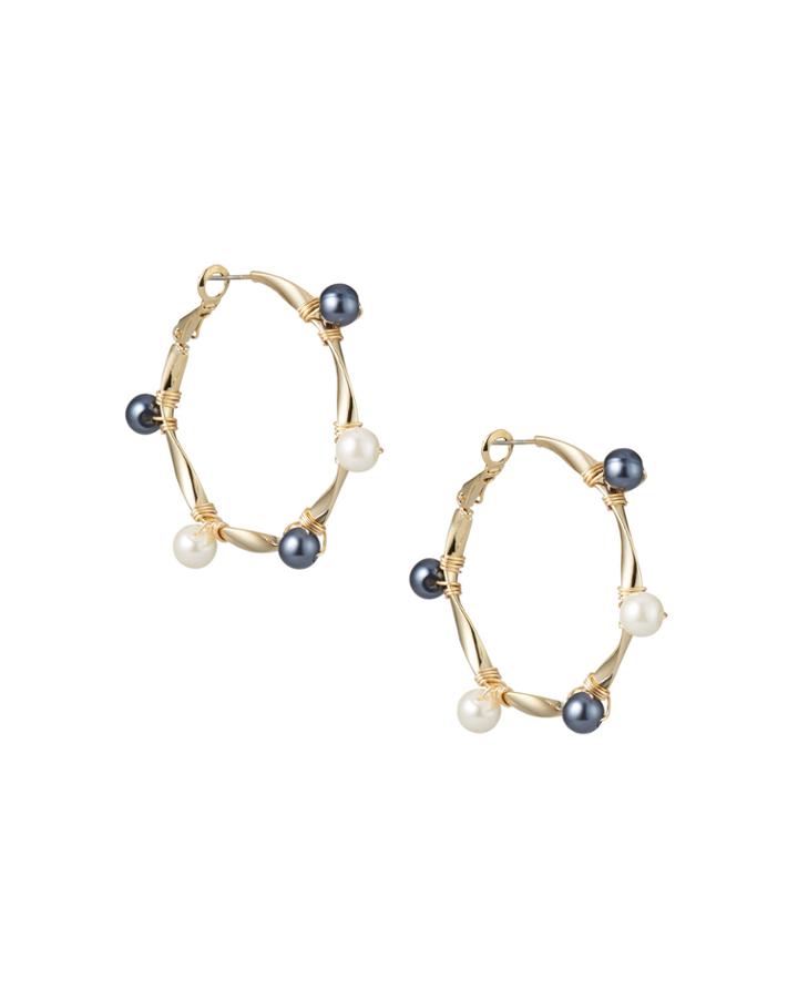Multi-pearly Hoop Earrings