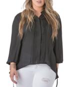 Plus Size Trisha Button-down Blouse W/ Mandarin Collar