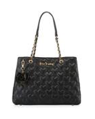 Bee Mine Heart-quilted Tote Bag, Black