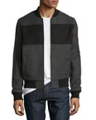 Pieced Bomber Jacket, Gray