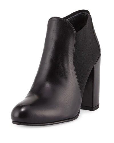 Slipup Leather Chunky-heel Bootie, Nero