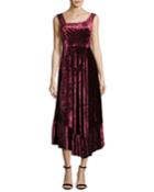 Vixen Asymmetric-neck Sleeveless Velvet Dress