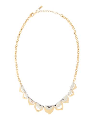 Two-tone Hammered Mini Statement Station Necklace