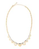 Two-tone Hammered Mini Statement Station Necklace