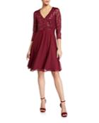 Lace Chiffon Fit-and-flare Cocktail Dress