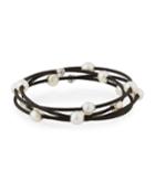 Cable Wrap Bangle W/ Freshwater Pearls, Black