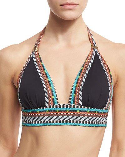 Tribal Beat Vixen Halter Swim Top, Black