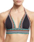 Tribal Beat Vixen Halter Swim Top, Black