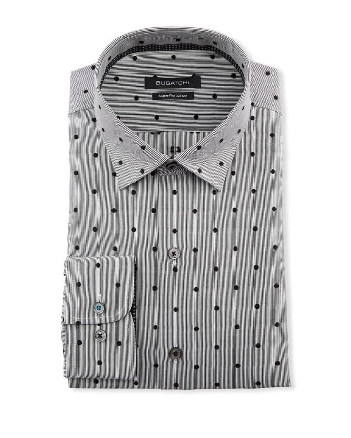 Men's Shaped-fit Striped Dot Dress