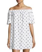The Seeker Off-the-shoulder Dress, White Pattern