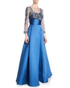 Sweetheart Illusion Mikado Ball Gown W/ 3d Floral-embroidered Bodice