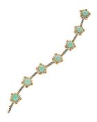 Floral Turquoise, Citrine & Topaz Cluster Station Bracelet