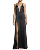 Plunging Satin Halter