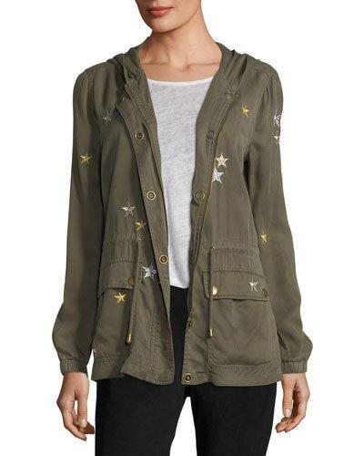 Star-embroidered Twill Anorak Jacket