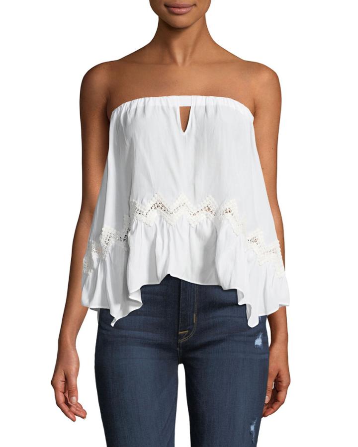 Leah Strapless Crochet-trim Blouse