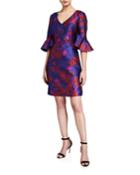 Petite Sirah Floral V-neck Ruffle-sleeve
