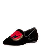 Heart-embroidered Suede Smoking