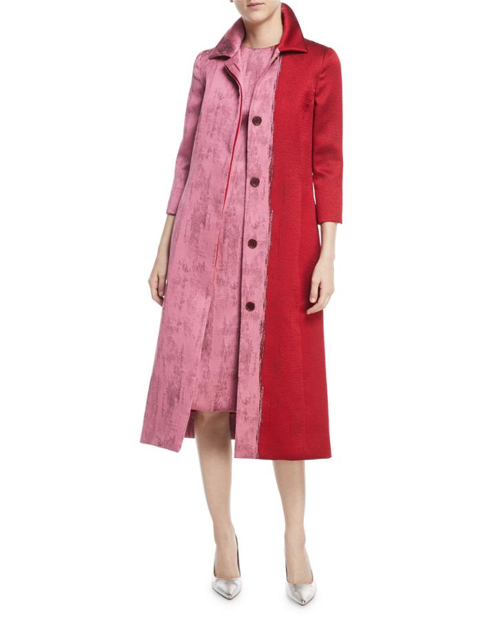 Colorblock Jacquard A-line Coat