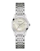 27mm Diamond Bracelet Watch W/ Date, White